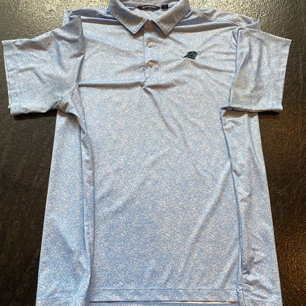 Cutter & Buck Carolina Panthers Big & Tall 3XL Blue/White Geometric Polo